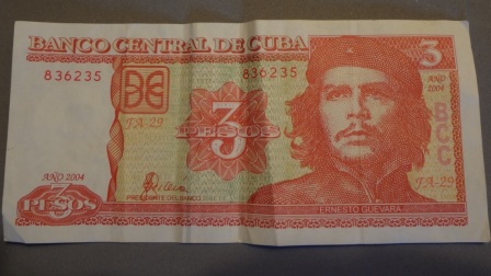 cuban 3 peso note 